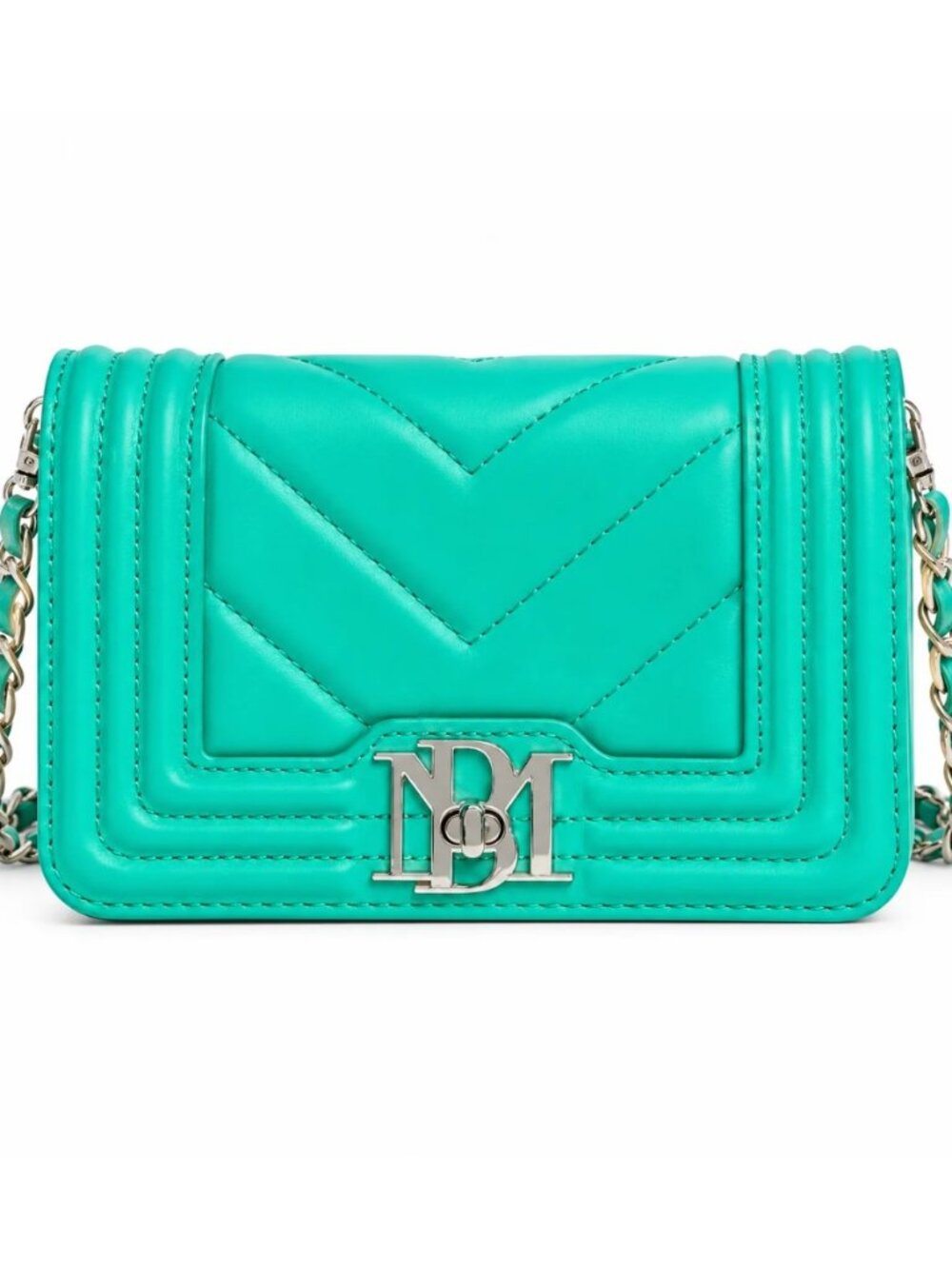 Badgley Mischka BM-4148 Green V Quilted Frame Crossbody Bag NWT · Sizes One Size